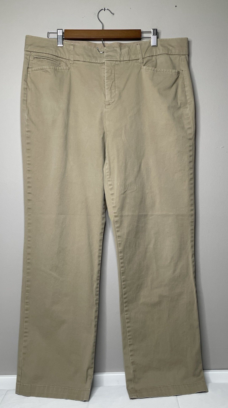 JM Collection Women’s Khaki Straight Leg Pants Size 16W Stretch Cotton Career